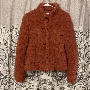 UO Fluffy Button Up Jacket